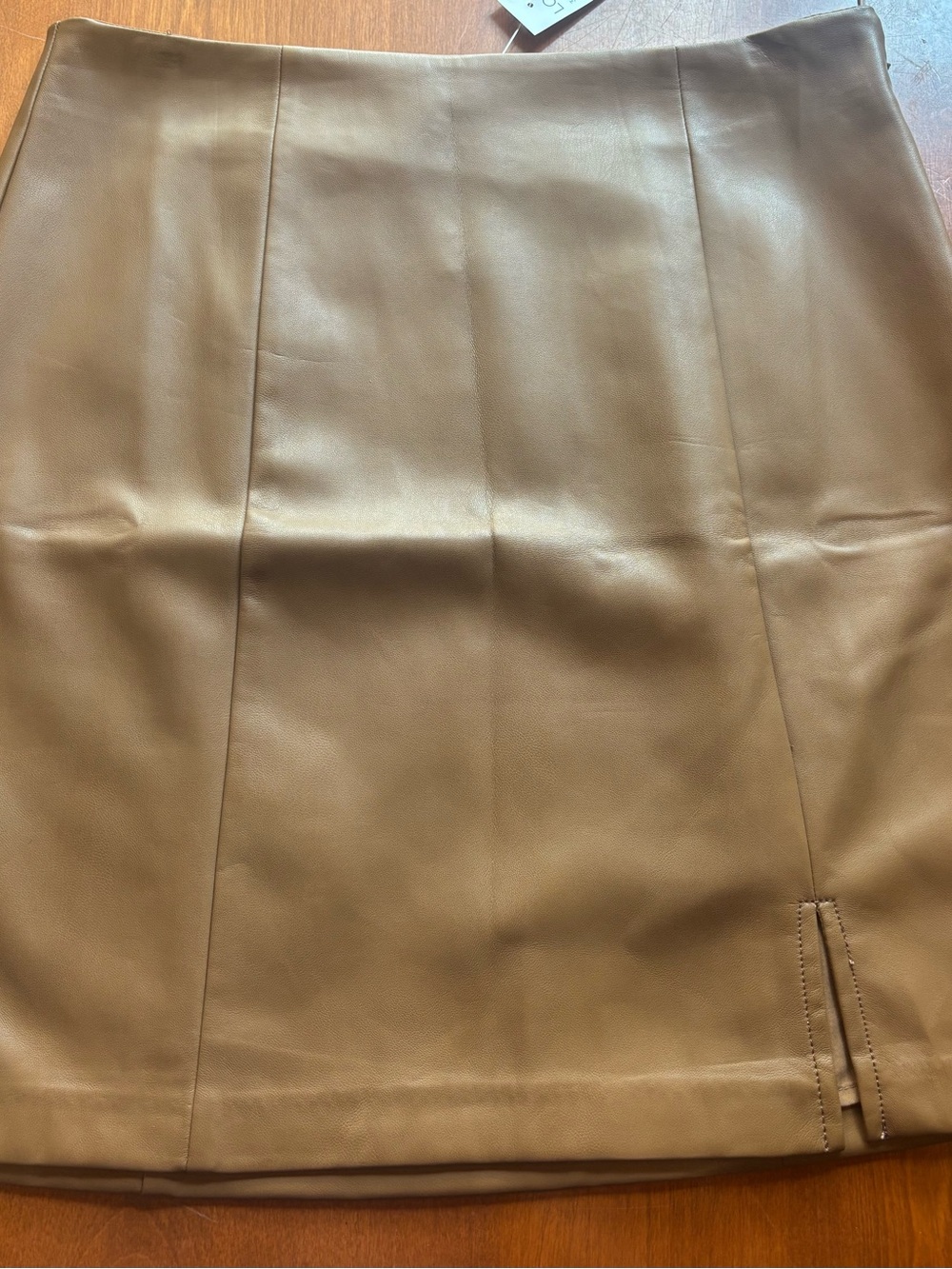 LOFT tan faux leather mini skirt